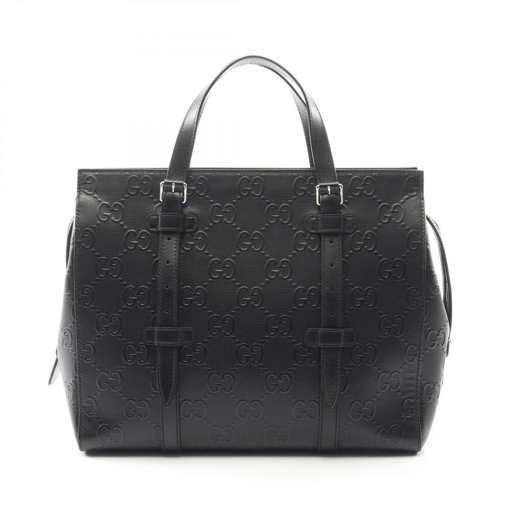 Gucci GG Embossed Tote Bag Leather Black